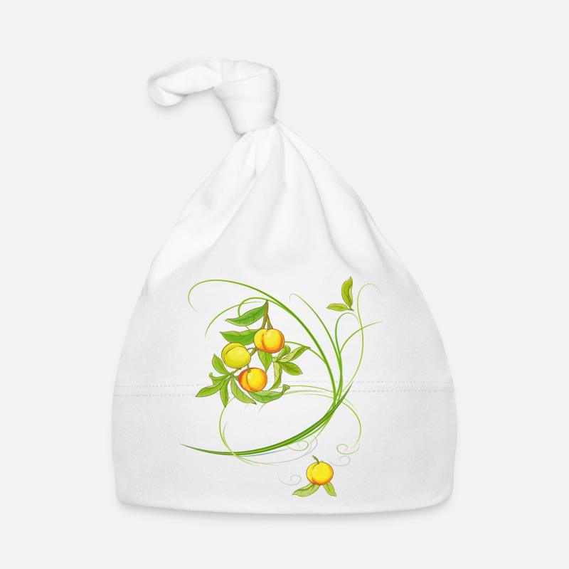 Pfirsiche, Obst - Baby Bio-Mütze - Weiß