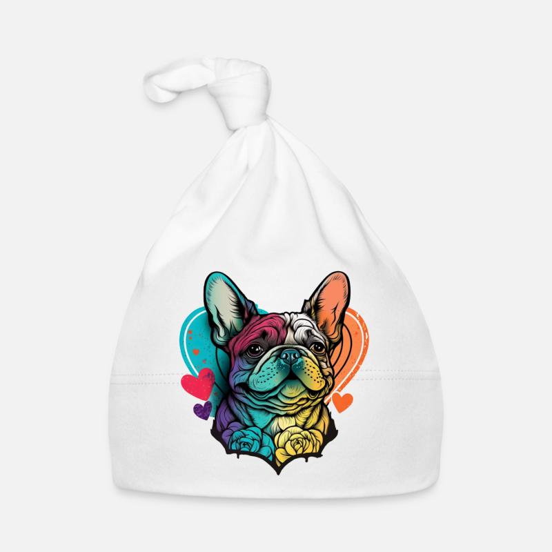 Motifs de bouledogue français - Bonnet bio Bébé - blanc
