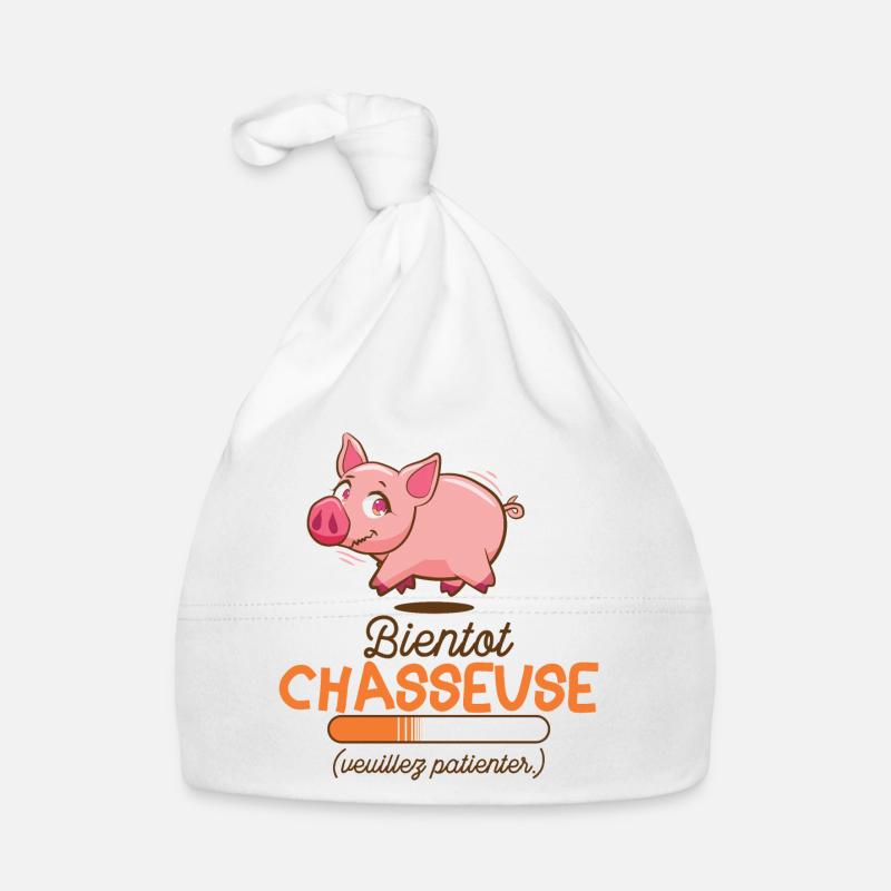 chasseur bientôt chasseuse chasseuses en cours - Bonnet bio Bébé - blanc