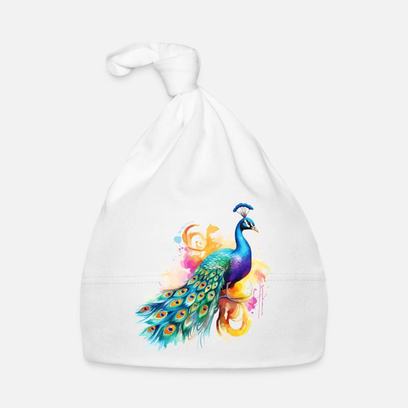 Fleurs de paon Plume de paon exotique coloré coloré Bonnet bio Bébé