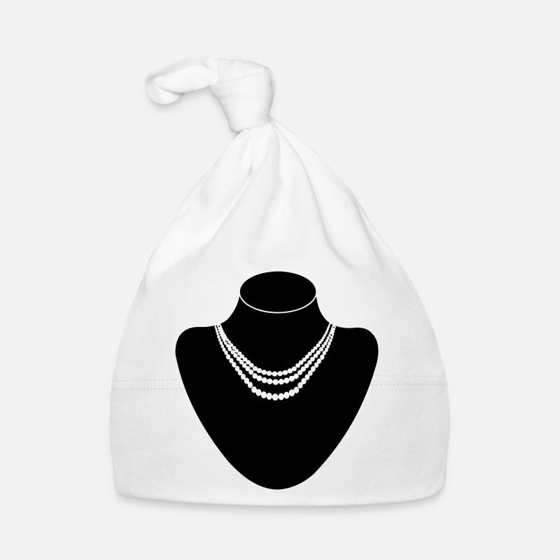 Juwelier-Halsständer mit Halskette Perlen Baby Bio-Mütze