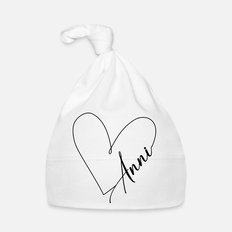Anni Name Heart Line Organic Baby Cap