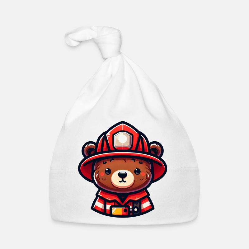 Cute Bear Firefighter Baby Bio-Mütze