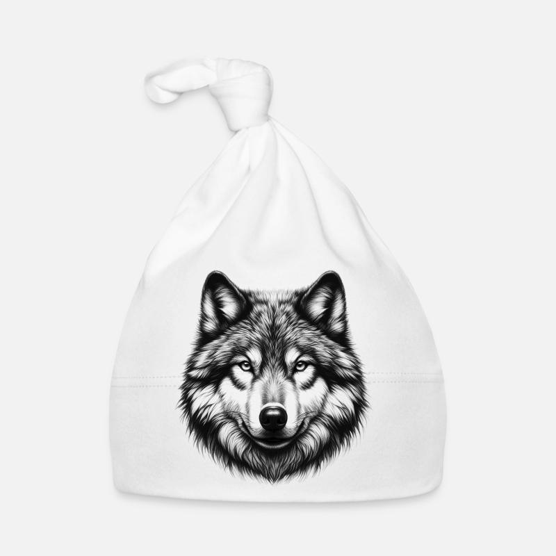 Wolf - Baby Bio-Mütze - Weiß