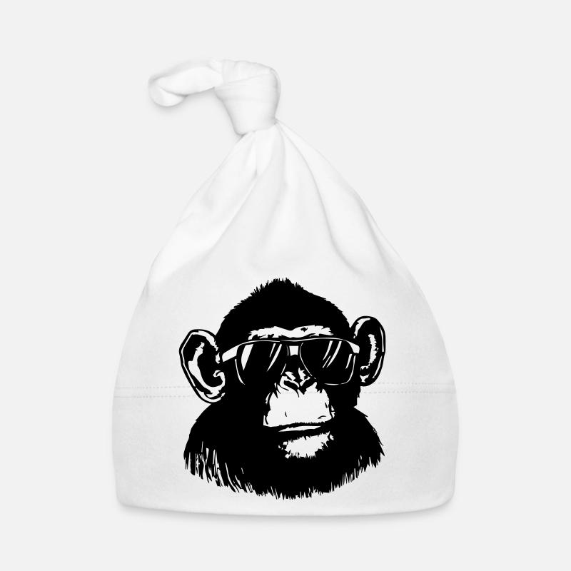 Cool Monkey - Organic Baby Cap - white