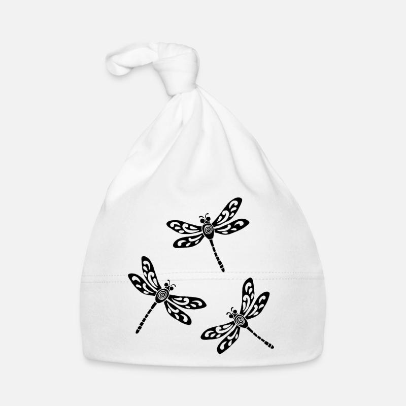 Trio schwarzer Libellen Baby Bio-Mütze