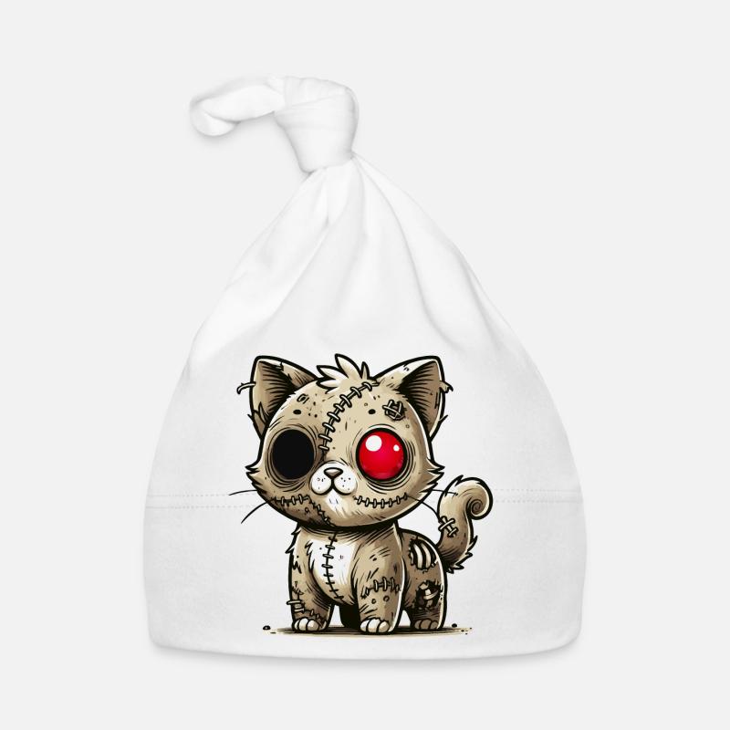 chat kawaii zombie effrayant pour s’amuser à Halloween Bonnet bio Bébé