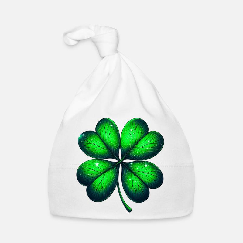 Vierblättriges Kleeblatt Baby Bio-Mütze