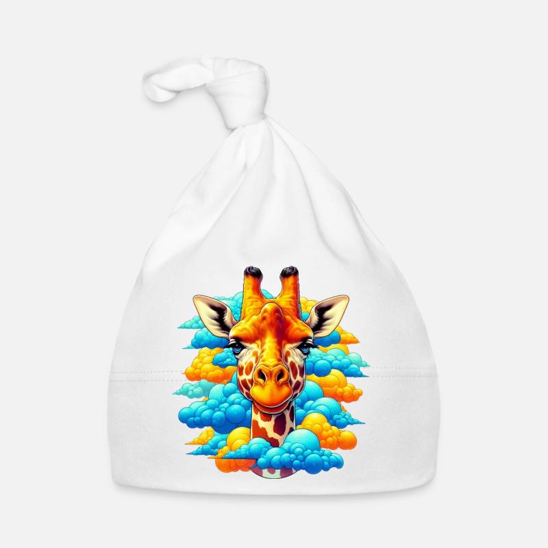 Giraffe with head in cloud clouds Organic Baby Cap