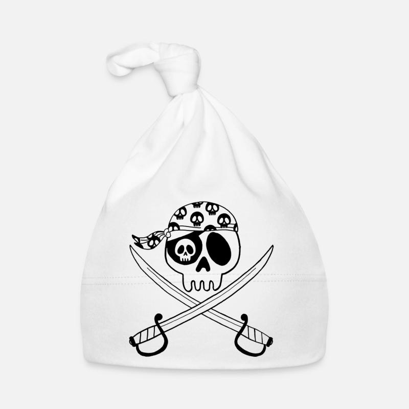 Tête de mort pirate (noir) - Bonnet bio Bébé - blanc
