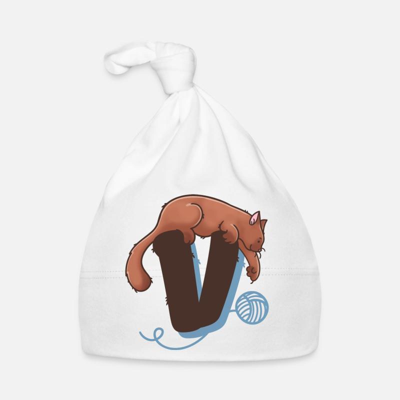 Cat Letter V Organic Baby Cap