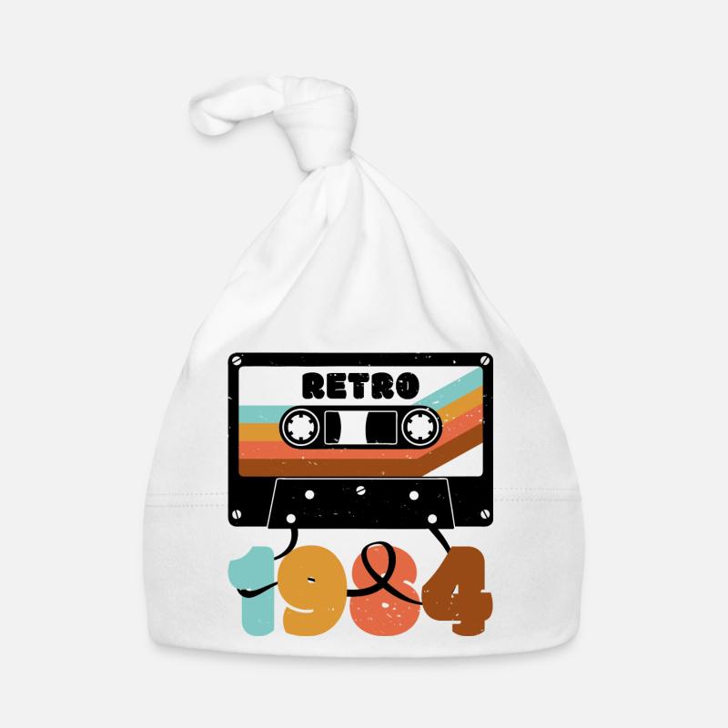 Retro 1980s Inspired Multicolour Cassette Design Organic Baby Cap