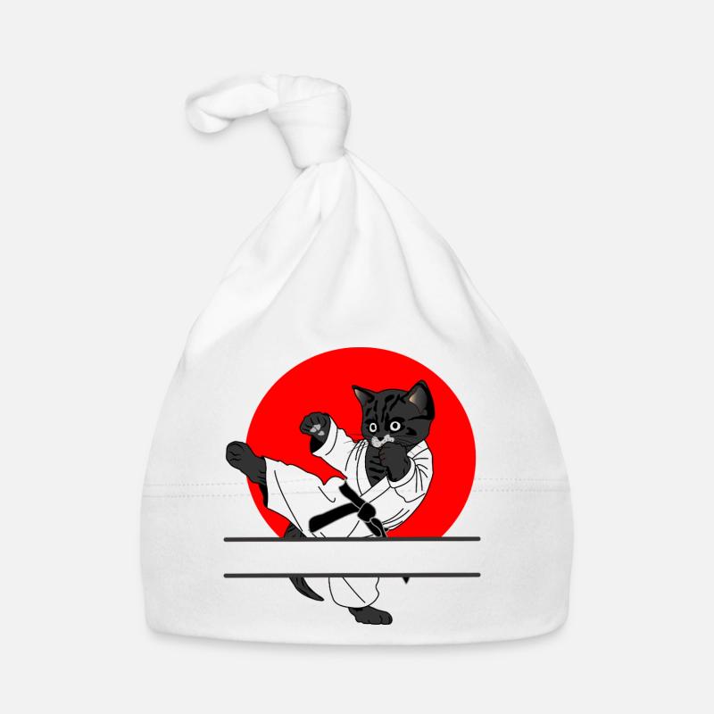 Chat noir karaté soleil Bonnet bio Bébé