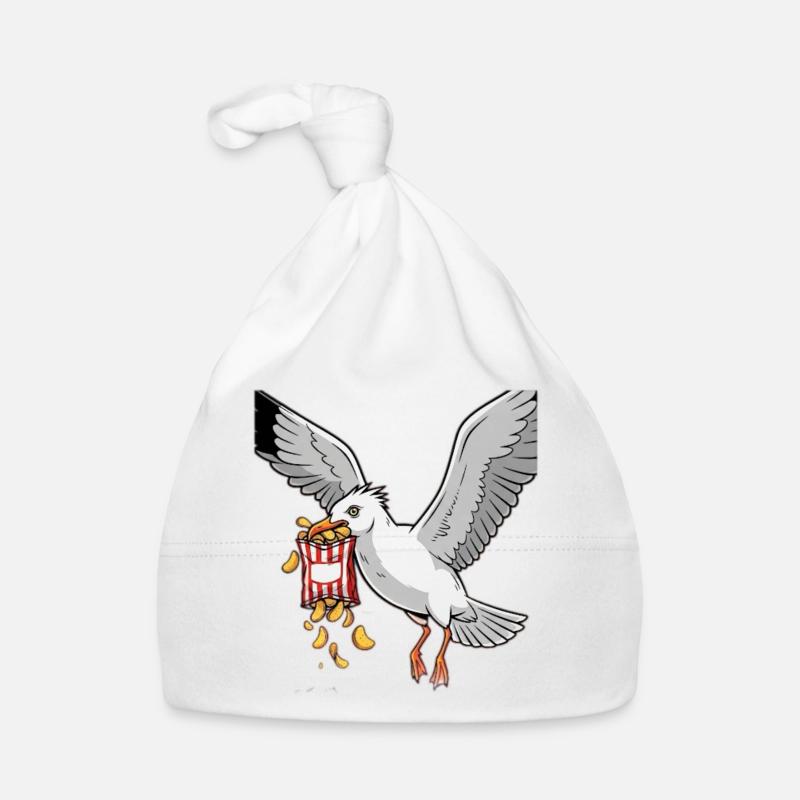 Möwe mit Chips Snack Design Baby Bio-Mütze