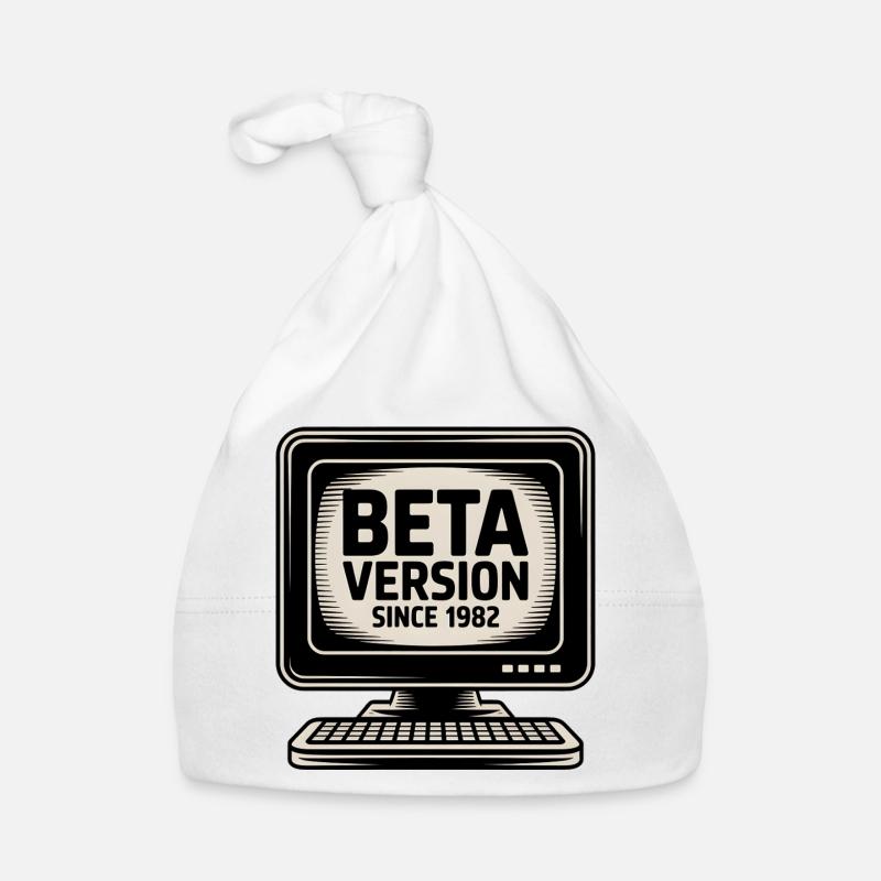 Retro Computer Beta Version Design - Organic Baby Cap - white