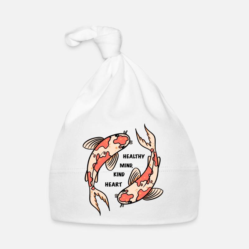 Cercle de poissons Koi avec citation positive Bonnet bio Bébé