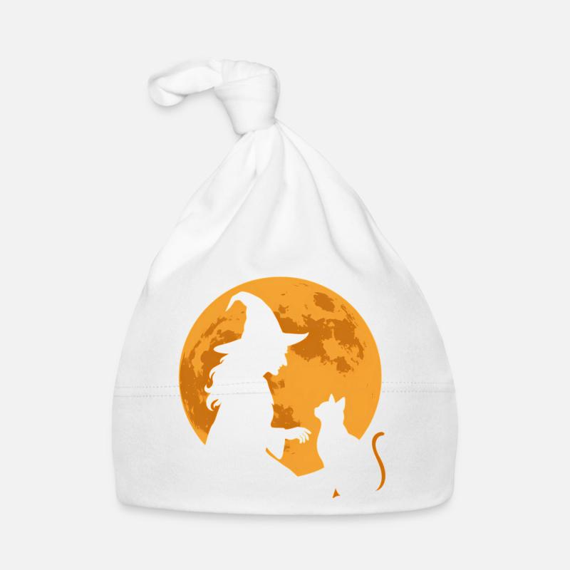 Sorcière et chat au clair de lune Bonnet bio Bébé