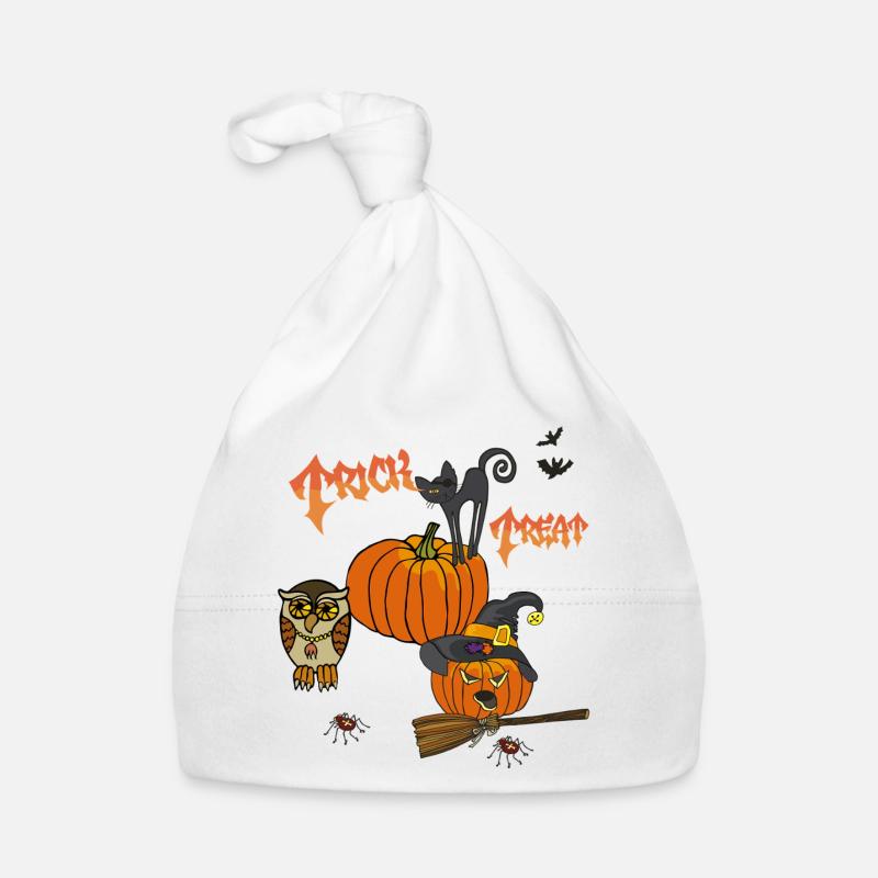 Halloween Pumpkin Magic with Cat and Owl Organic Baby Cap