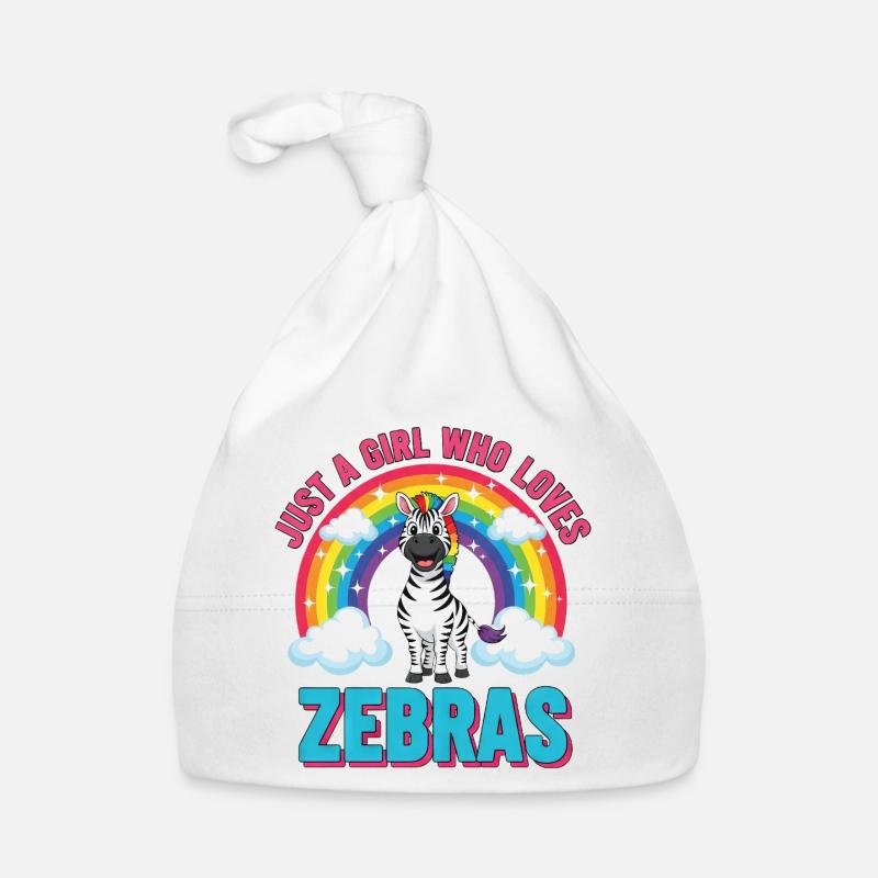 Süßes Zebra Cartoon Regenbogen Mädchen Spruch Baby Bio-Mütze