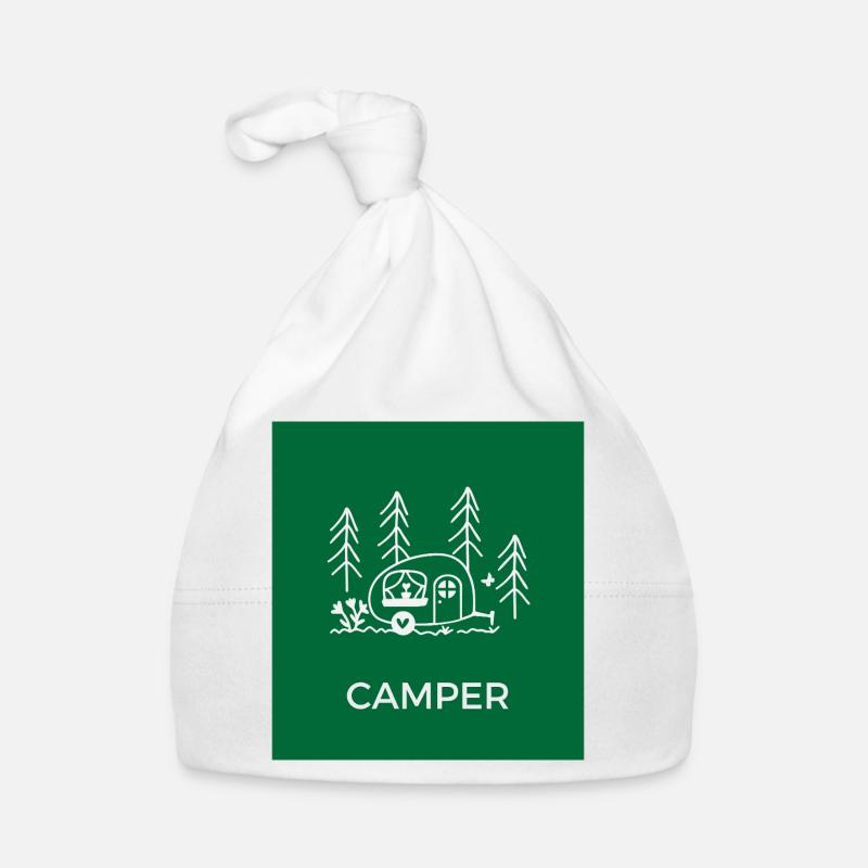 Forest Camping Sketch Tent Camper Organic Baby Cap