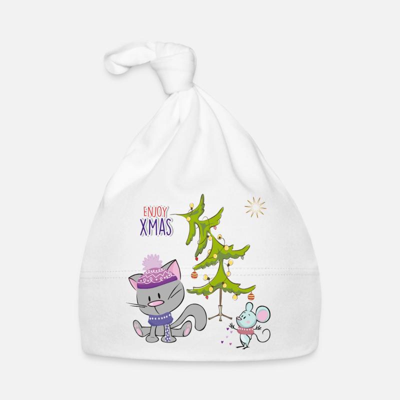 Chats et souris de Noël Bonnet bio Bébé