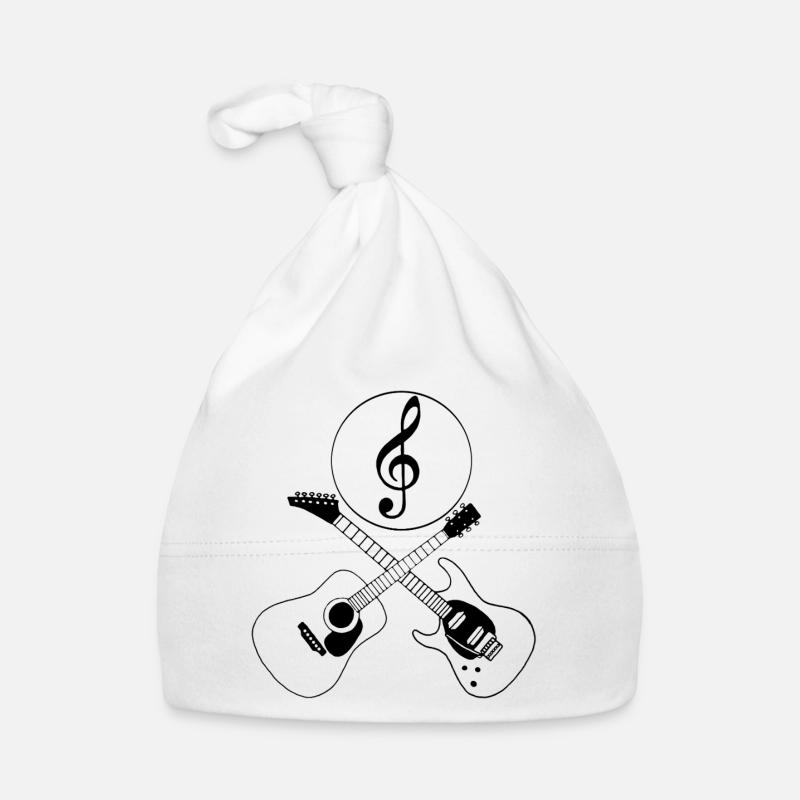 Guitares et clé de sol - Bonnet bio Bébé - blanc