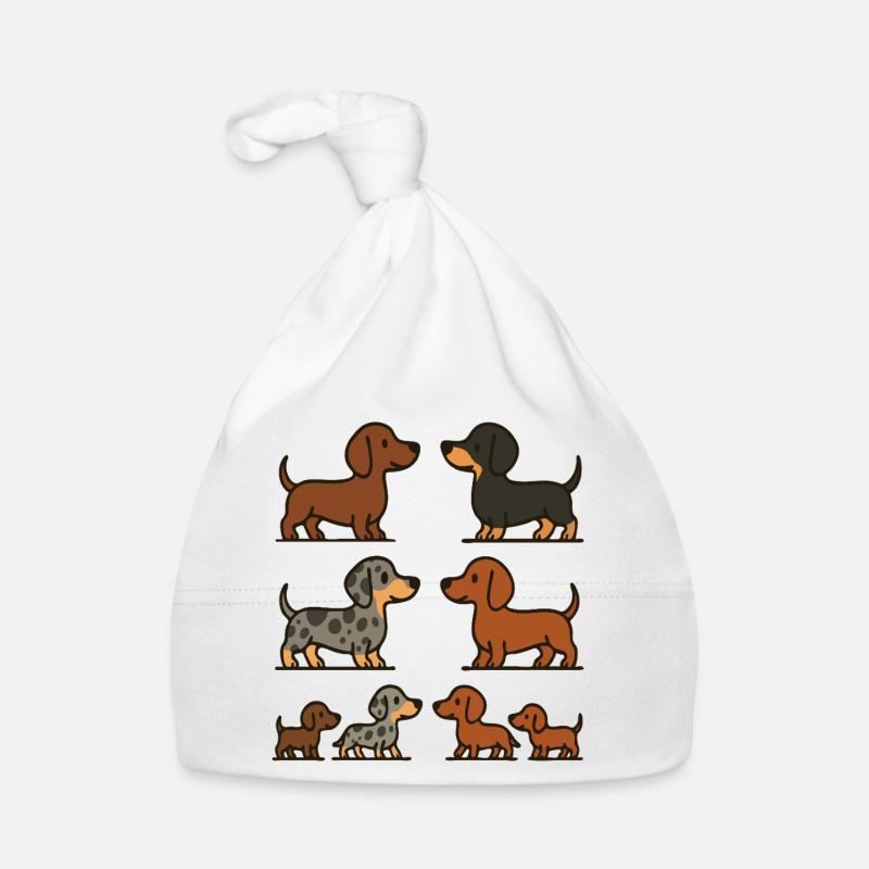 Dachshund Quartet Illustrationspaket Baby Bio-Mütze
