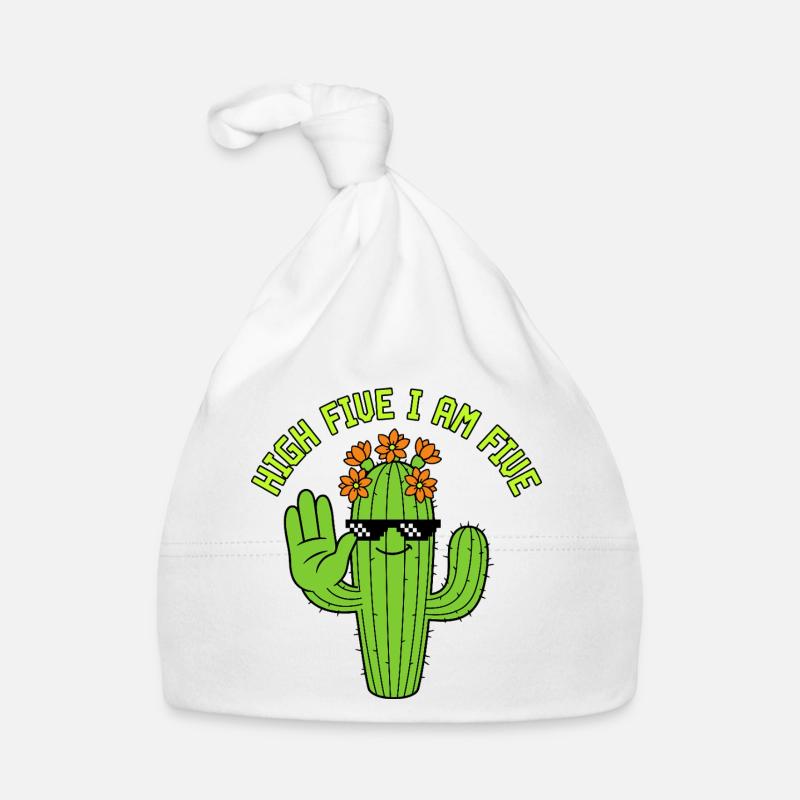 High Five Cactus 5th Birthday Organic Baby Cap