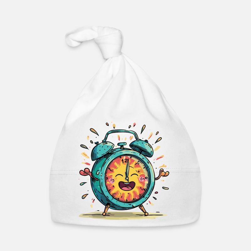 Sun Alarm Clock Celebration Image Organic Baby Cap
