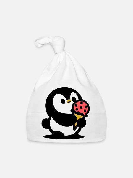 Kleiner Pinguin mit Eis - Organic Baby Cap - white - Front