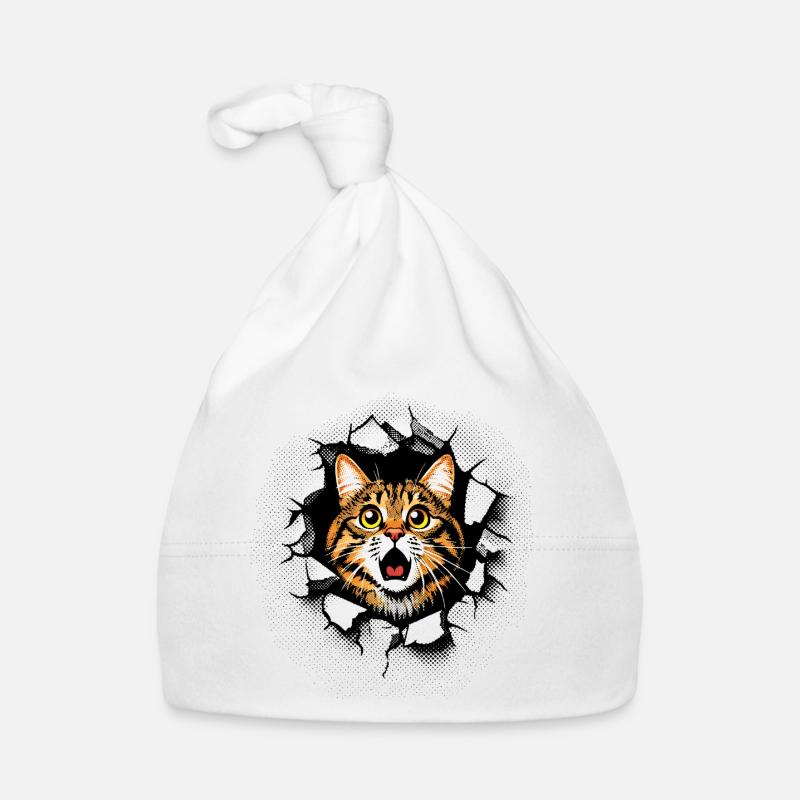 Katze Kopf Mauer Loch Risse Durchbruch Baby Bio-Mütze
