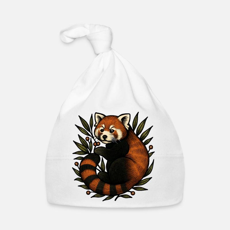 Panda rouge dans le feuillage Bonnet bio Bébé