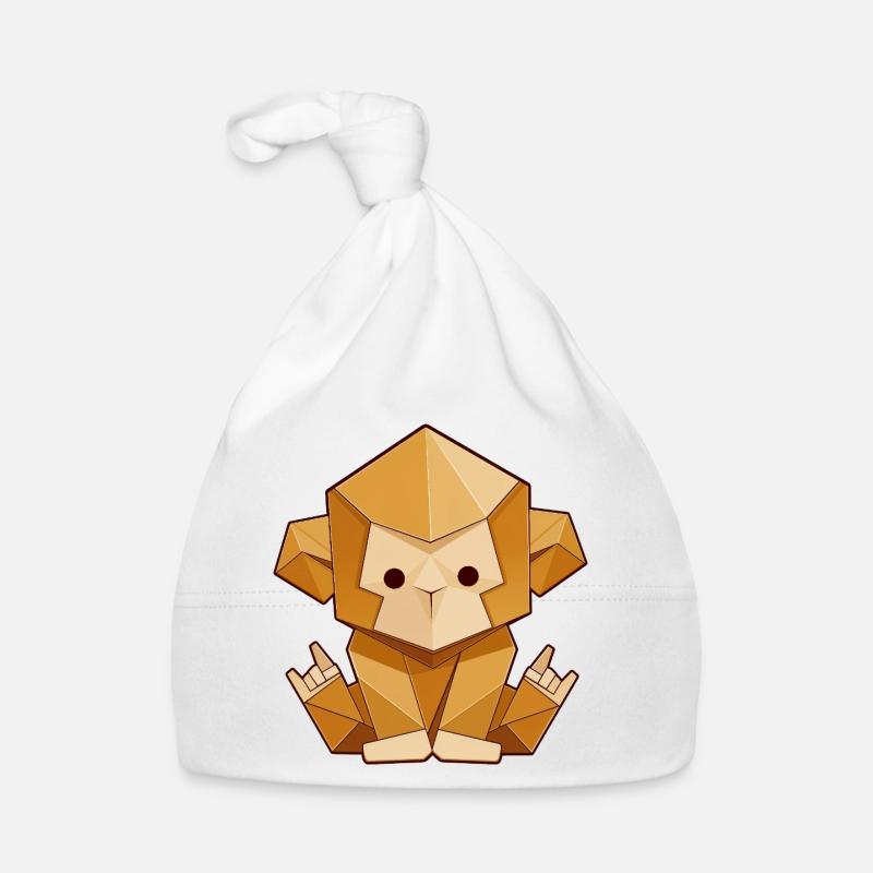 Origami Affe – Rockhandzeichen Polygon Style Baby Bio-Mütze