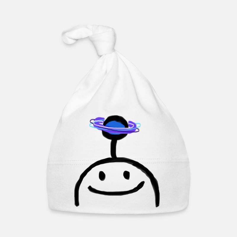 Neon Cosmos Ring around Blue Orb Organic Baby Cap