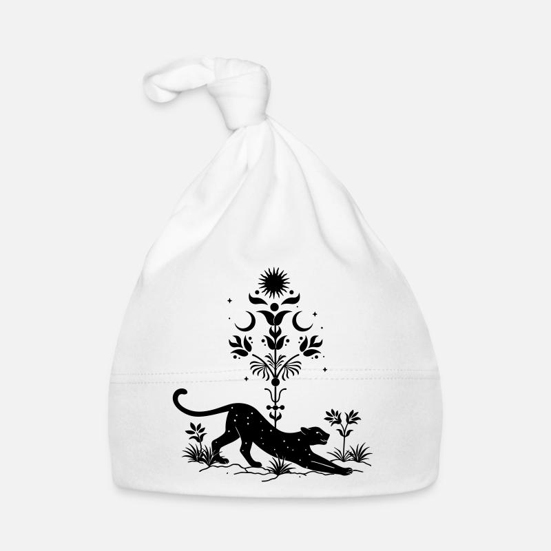 Cosmic Leopard Boho - Baby Bio-Mütze - Weiß