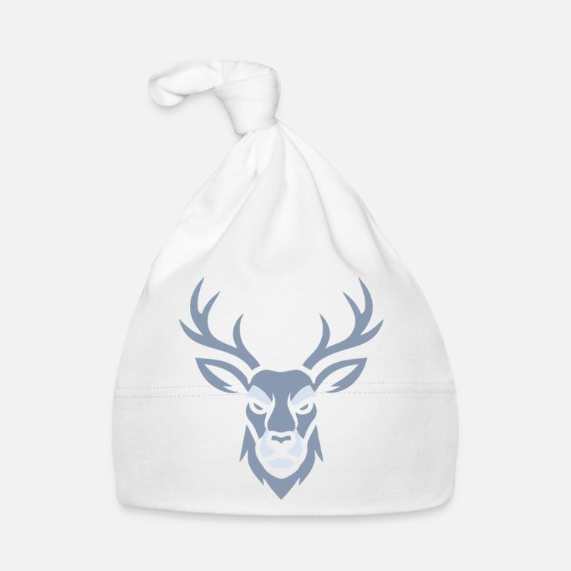 Blauer Hirschkopf  Baby Bio-Mütze