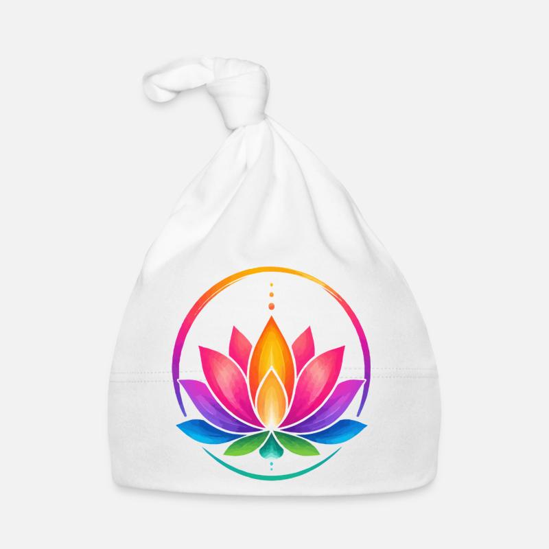 Rainbow Lotus in a Circle Organic Baby Cap