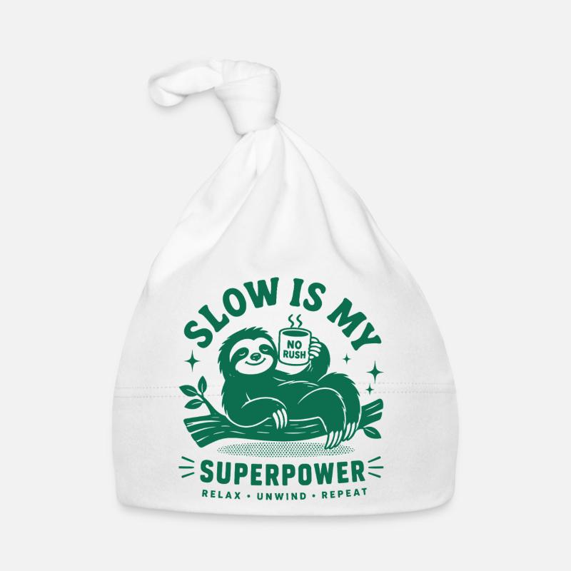 Slow Is My Superpower Sloth Organic Baby Cap