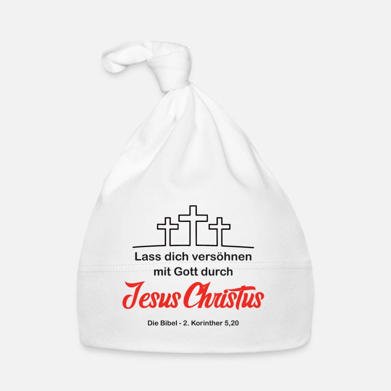Lass dich versöhnen durch Jesus Christus (V.2) - Baby Bio-Mütze - Weiß