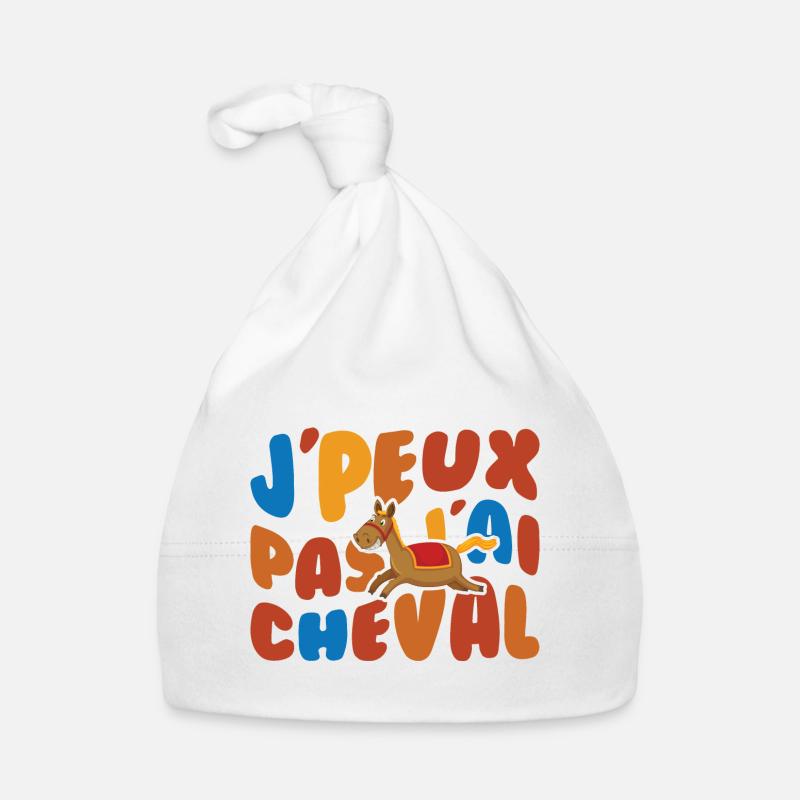 Je Peux Pas J'ai Cheval Retro Vintage - Bonnet bio Bébé - blanc