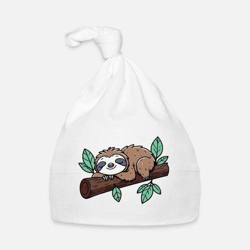 Good night! Sleep sleepy head sloth on branch Organic Baby Cap