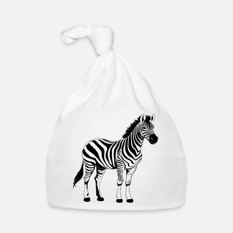 Zebra schwarz - Baby Bio-Mütze - Weiß
