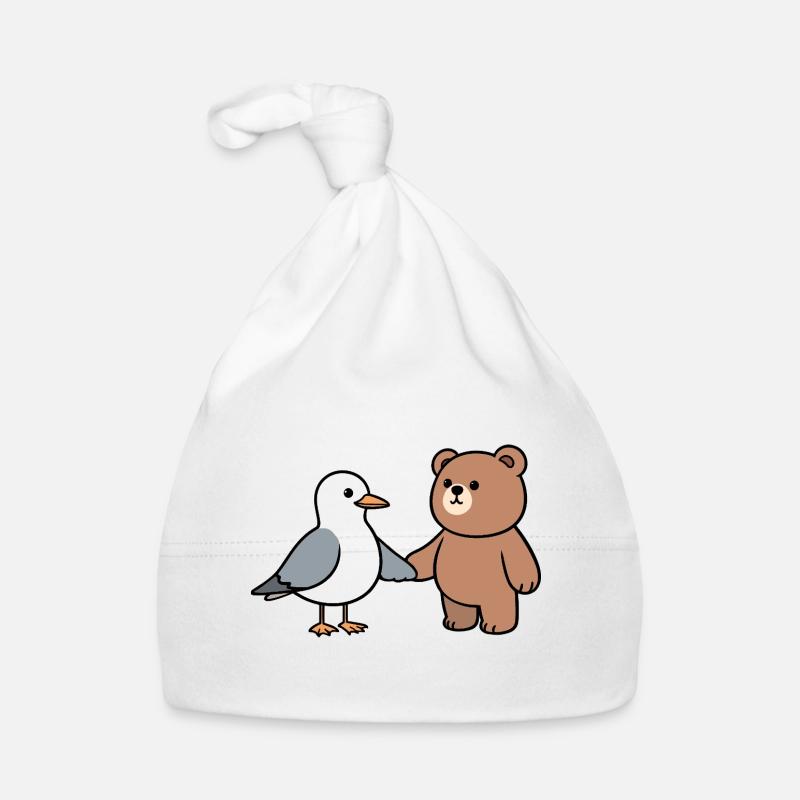 Moin Seagull Bear Friendship Love Hands Holding Organic Baby Cap