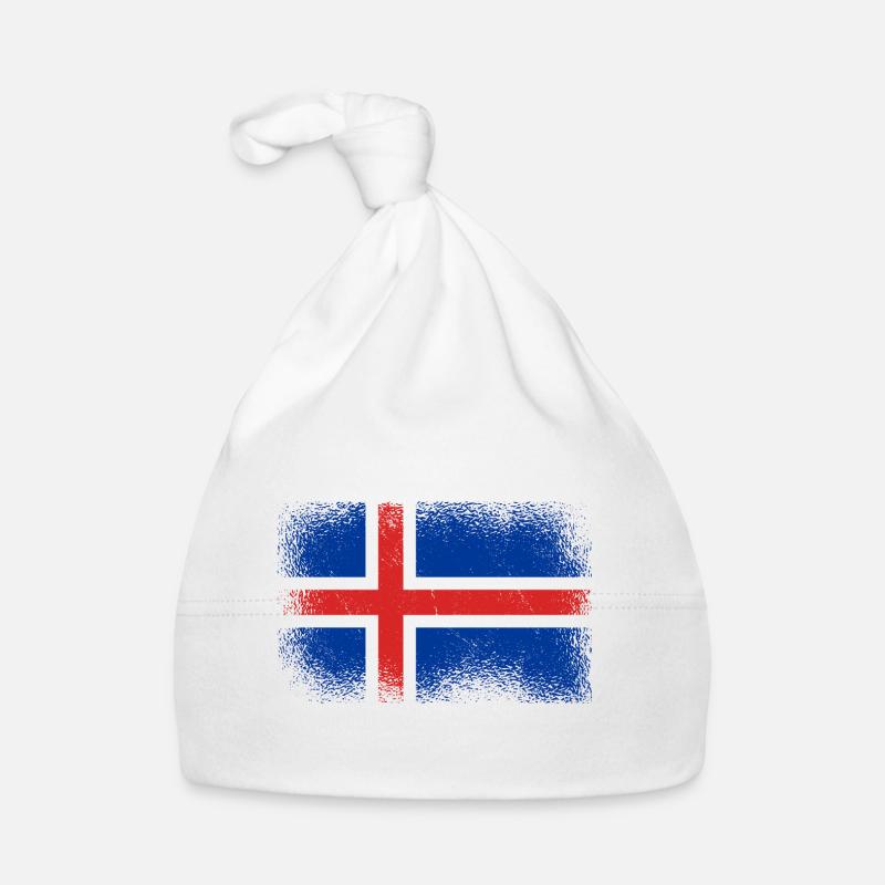 Drapeau de l’Islande Drapeau islandais vintage Look utilisé Bonnet bio Bébé