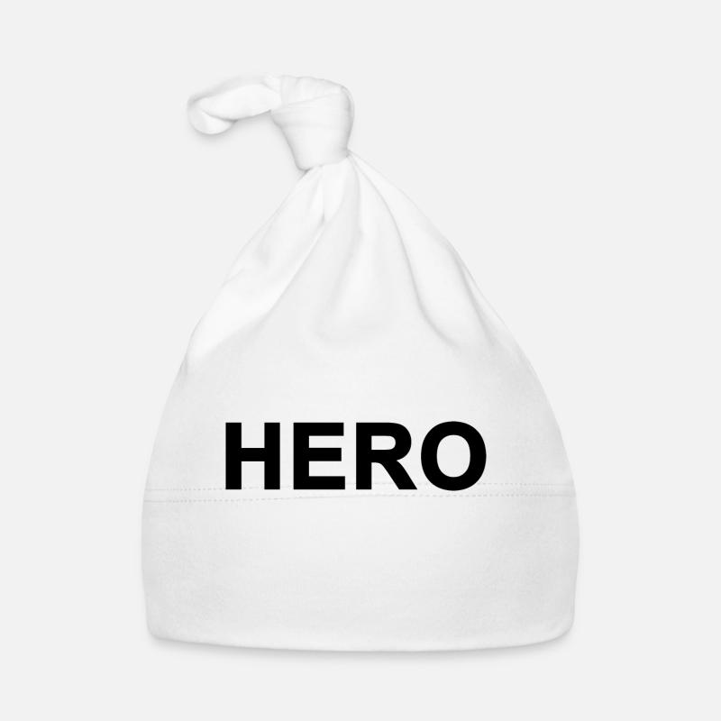 Großer fetter Held schwarzer Text. Baby Bio-Mütze