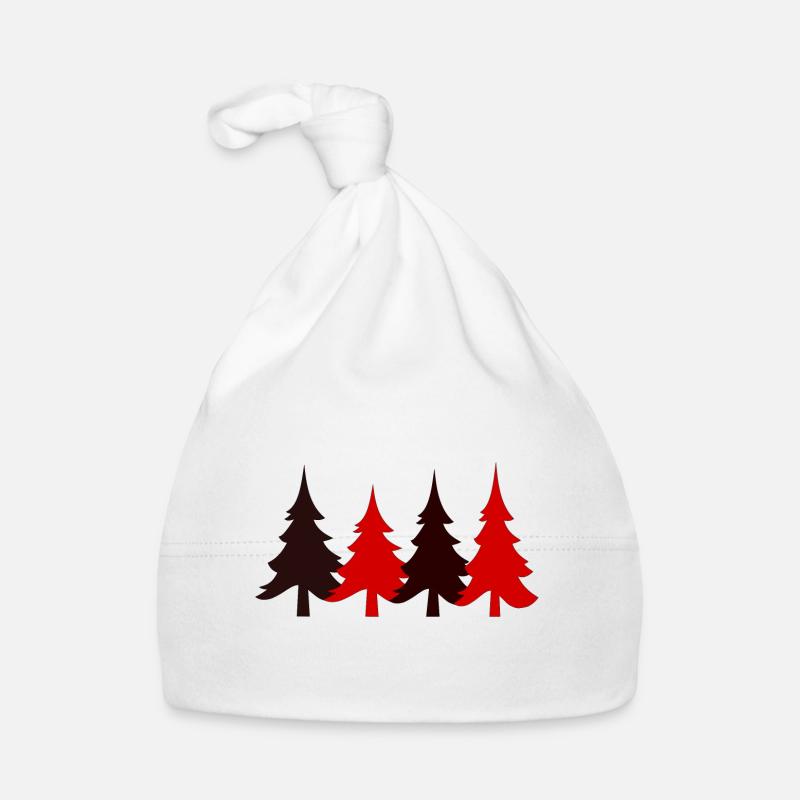 Sapin noir rouge - 4 sapins - Bonnet bio Bébé - blanc