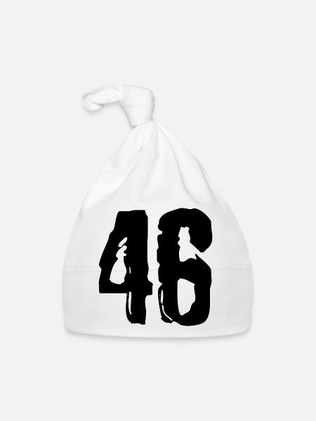 46 Zahl Trikot - Baby Bio-Mütze - Weiß - Vorne