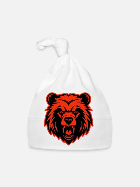 Bear Head - Organic Baby Cap - white - Front