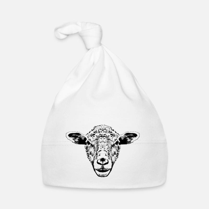 Mouton / Portrait / Tête - Bonnet bio Bébé - blanc