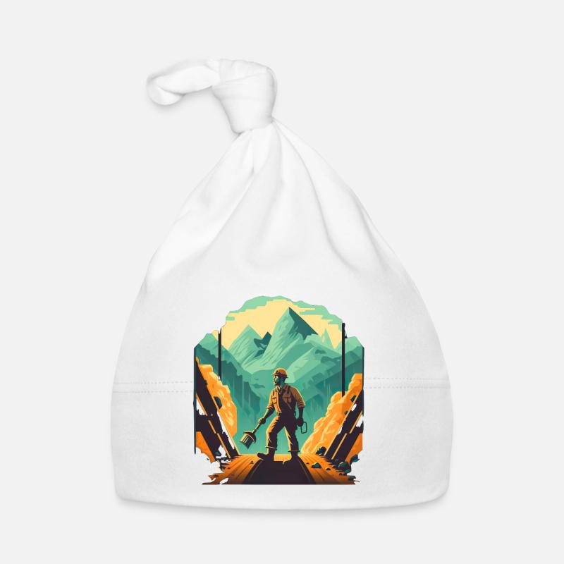 Retro miner with shovel Organic Baby Cap